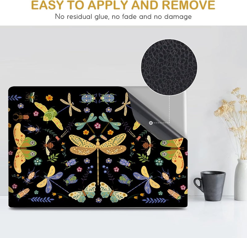 DINKY Laptop Skin Sticker Decal 15.6" 15.4" 12" 13" 13.3" 14" 15 inch Laptop Universal Vinyl Skin Stickers Cover Art Decal Notebook PC Personalized Protector, Black Dragonfly - Image 5